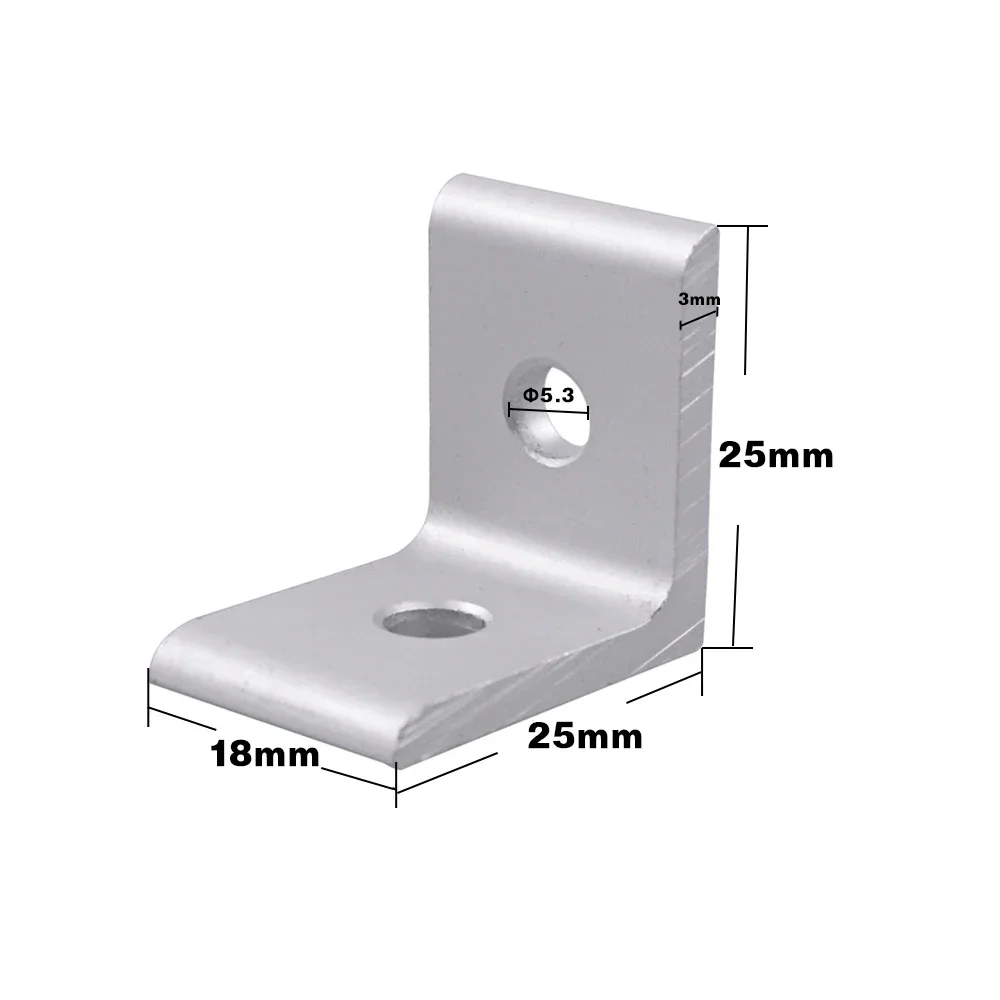 10pcs 2 Hole Inside Corner Bracket for 2020 Aluminum Extrusion Profile 20x20 with Slot 6mm