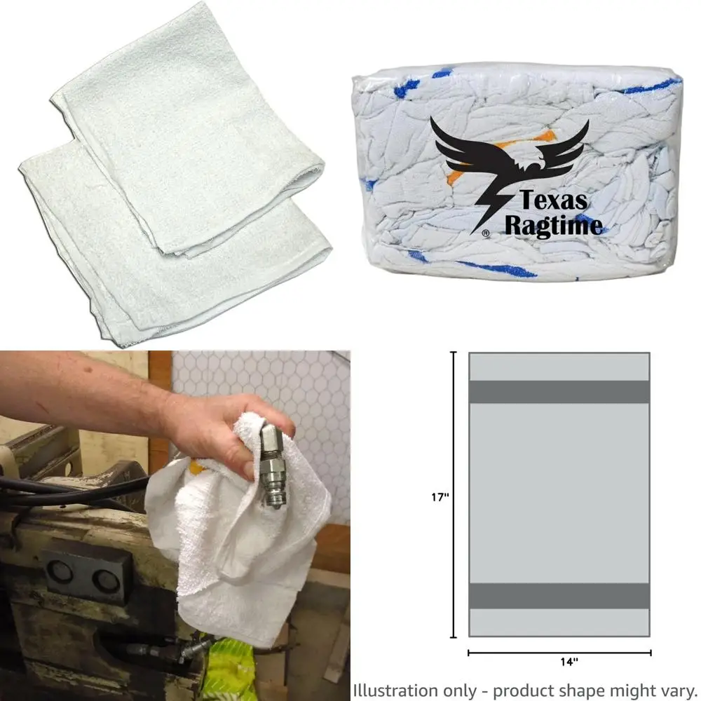 

Heavy-Duty 8-Pound White Bar Towels for Cleaning, Staining, and Restaurant Use - 14 x 17 Multipurpose Cloths