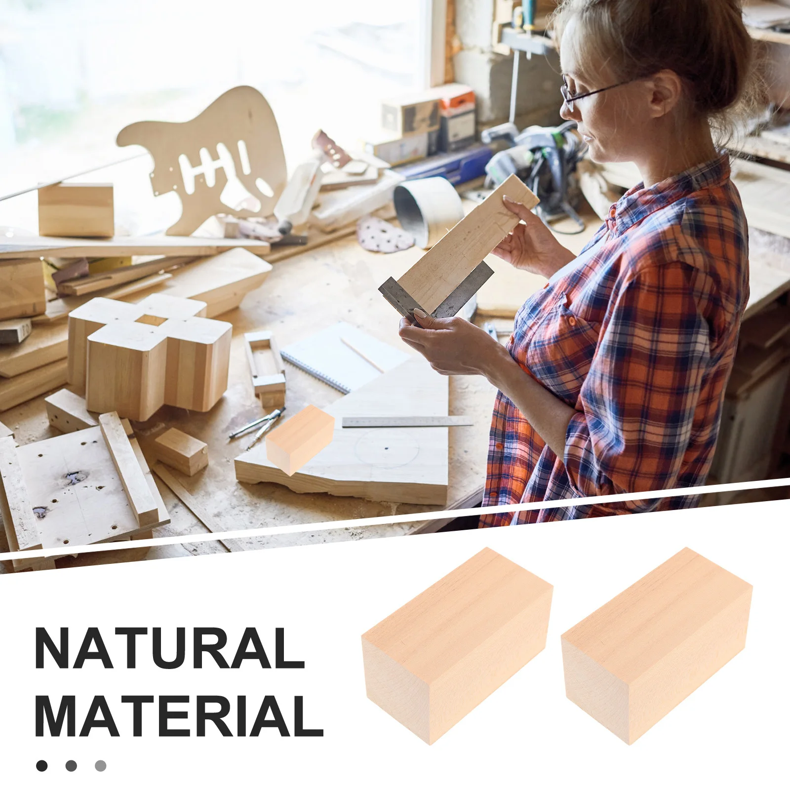 6Pcs Basswood Carving Blocks Natural Rectangle Craft Wood Blocks Unfinished Smoothed Blank Wood for Whittling Painting Decor