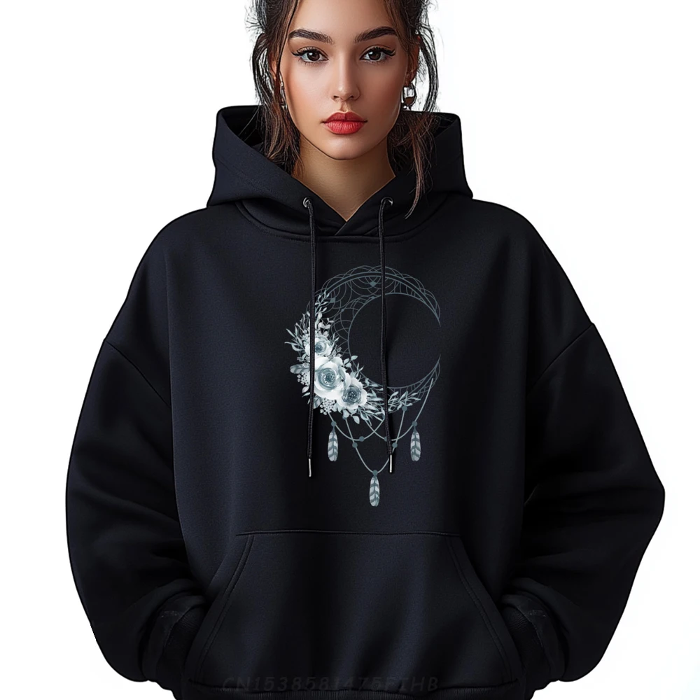 

Artsy Crescent Moon Stargazer Luna Stars Hoodies For Male Print Long Sleeve Retro Slogan Pullover O-Neck Casual Sweatshirt