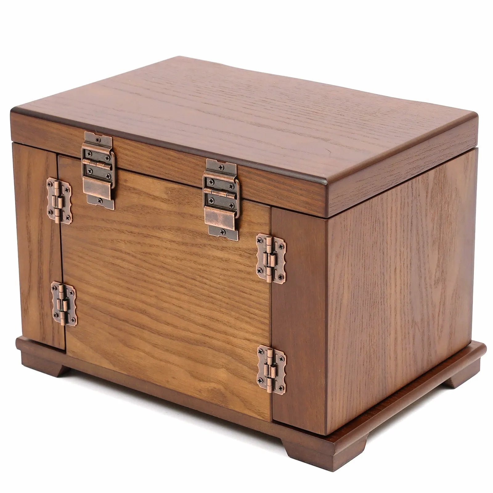 4 Tiers' Large Capacity Antique Large Wooden Jewelry Organizer Box Necklace Watches Rings Storage Case for Rings Rectangle