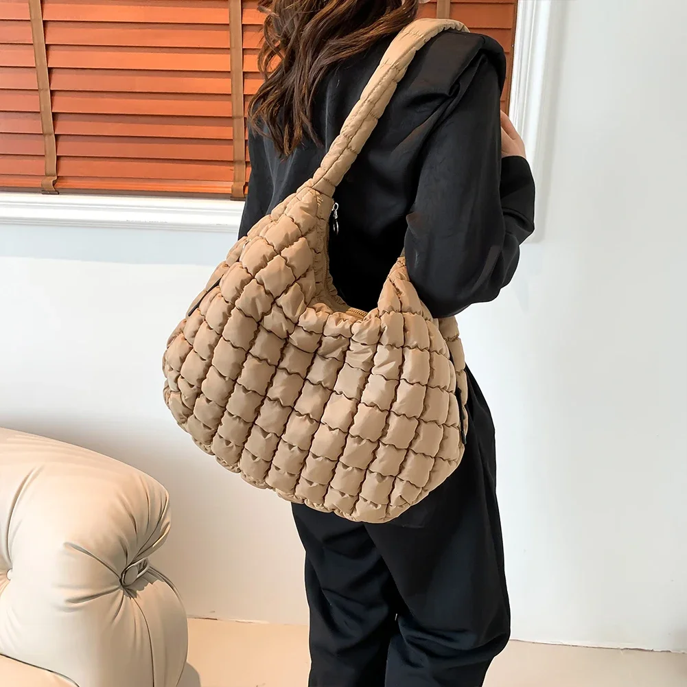 Quilted Bubbles Shoulder Bags Women Large Capacity Sling Bag Puffer Padded Fashion Satchel Bag Casual Solis Color Crossbody Bags