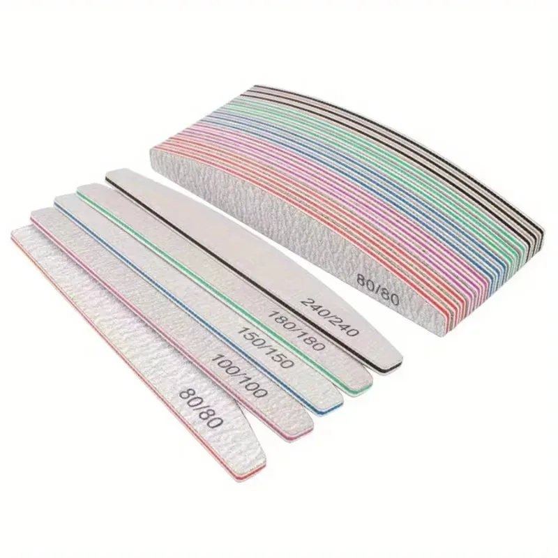 15/10Pcs Professional Nail File 80/100/150/180/240 Sandpaper Strong Thick Sanding Half Moon Lime Nail Accessories and Tools