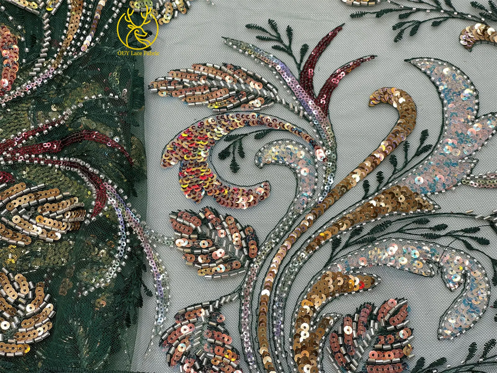 Luxuriöser Goldener Afrikanischer Perlen-Pailletten-Spitzenstoff 2026 Eleganter Französischer Stickerei-Tüllspitzenstoff Nigerianisches Party-Hochzeitskleid – Detail 9