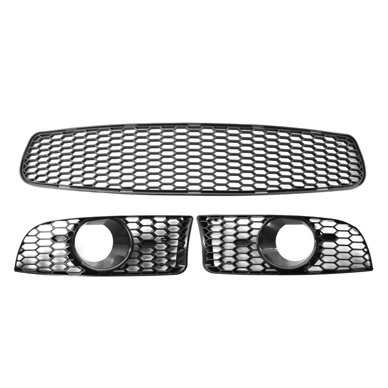 NEW-3XCar Front Grille Grill Lower Bumper Fog Light Cover Trim For-BMW E90 E91 E92 E93 2004-2012 M3 Style