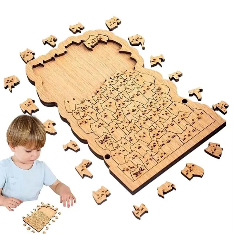 Gift Cute Hundred Cat Puzzle Cartoon Wooden Jigsaw Puzzle Funny Animal Puzzle Kids