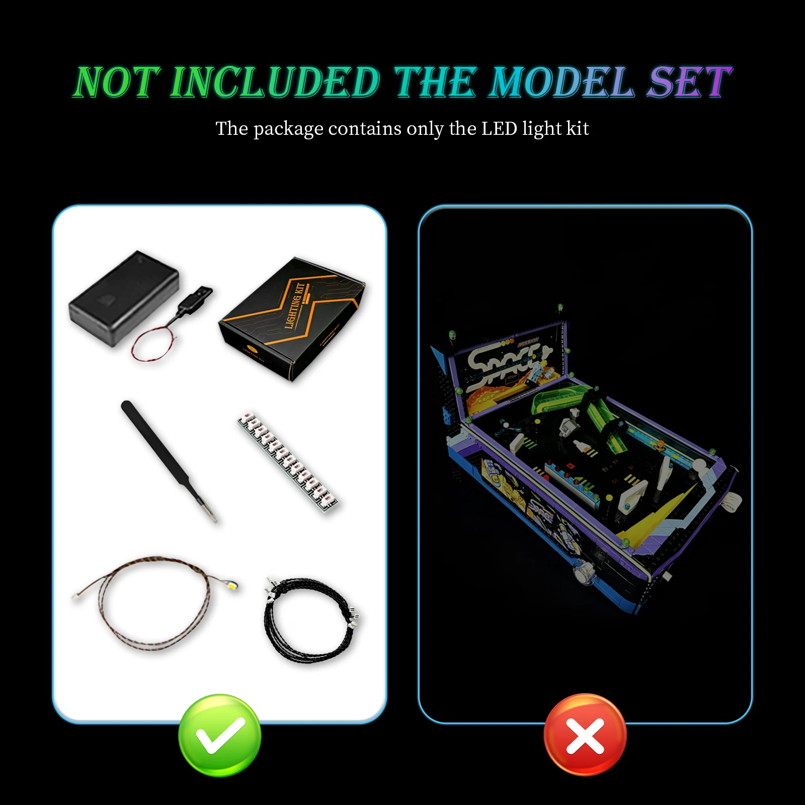 LYBMTWF LED Lighting Kit Compatible with Lego 11374 Arcade Pinball Machine (NOT Include The Model Bricks)