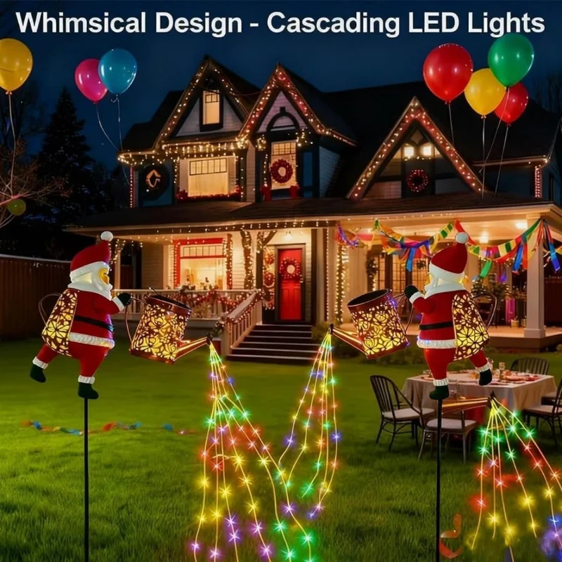 

Креативный рождественский солнечный чайник, подключаемые светильники для сада, лужайки, двора, Санта-Клауса, чайник, наземная лампа, светодиодные ночные огни, уличный декор