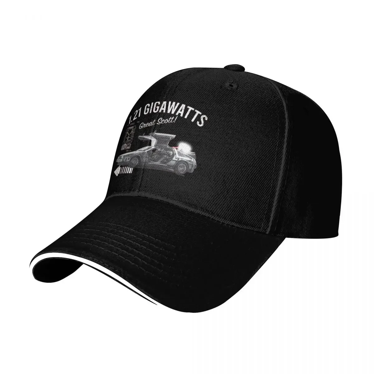 

Back to the Future 1.21 Gigawatts DeLorean Car ( UCS LLC and Amblin) Baseball Cap funny hat dad hat Men's Baseball Women's