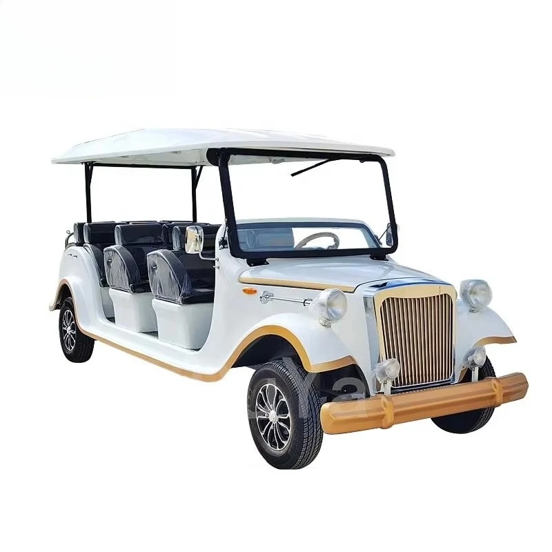 Premium Classic 8-Seater Electric Sightseeing Car Vintage Golf Cart for Theme Parks with EEC & DOT Certificates