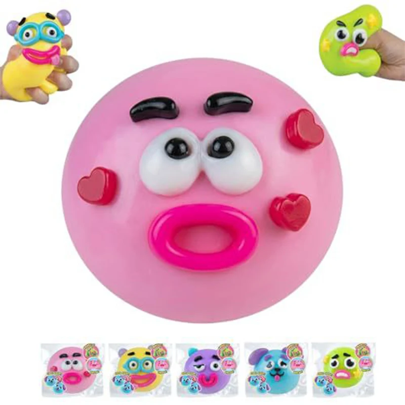 

Funny Expression Pinching Toy Soft Squeeze Slow Rebound Decompression Ball Children/adult Silicone Decompression Toy Relax Mood