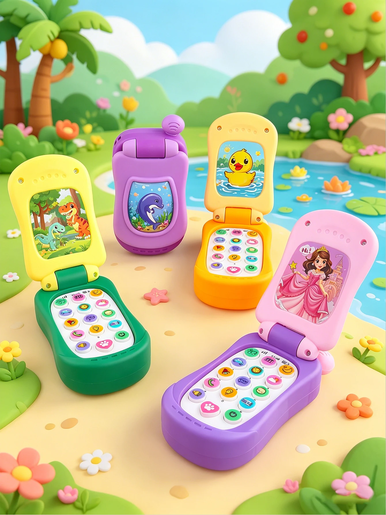 Toy Smartphone for Babies – Educational Flip-Phone Toy with Lights and Music – Birthday Gift – Princess-Style Toy Phone