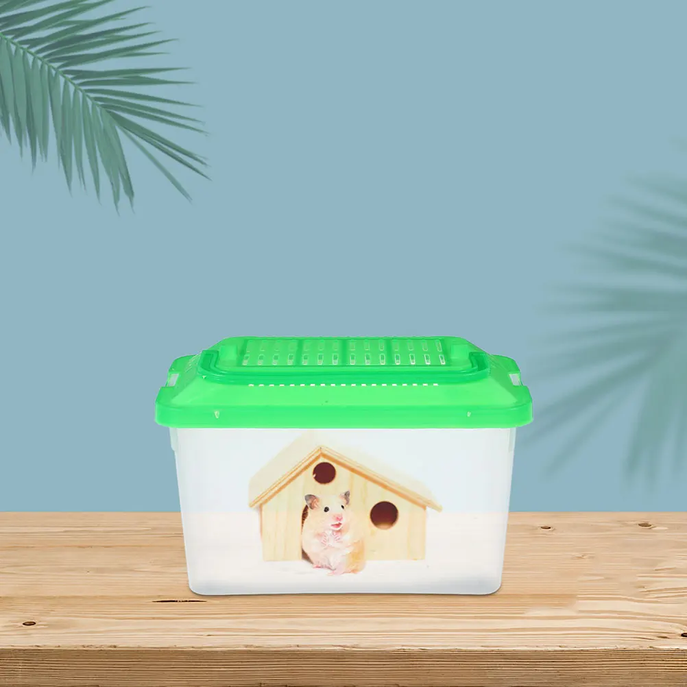 

2Pcs Pet Transport Box Fish Tank Terrarium Clear ABS Aquarium Light Green Portable Handheld Reptile Cage Breeding Case Habitat
