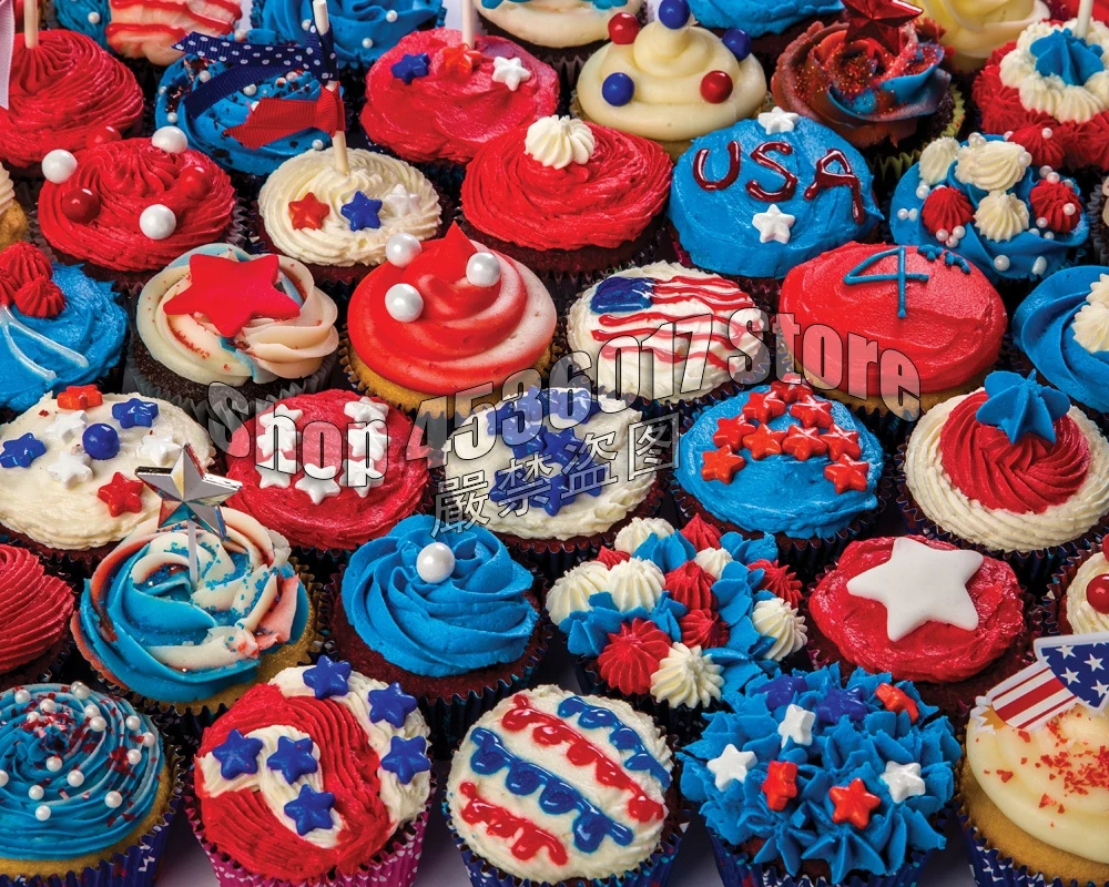 DIY 5D Diamond Painting Patriotic Cupcakes 4th of July Candy Cross Stitch Diamond Embroidery Decoration Mosaic Home Decor Gifts