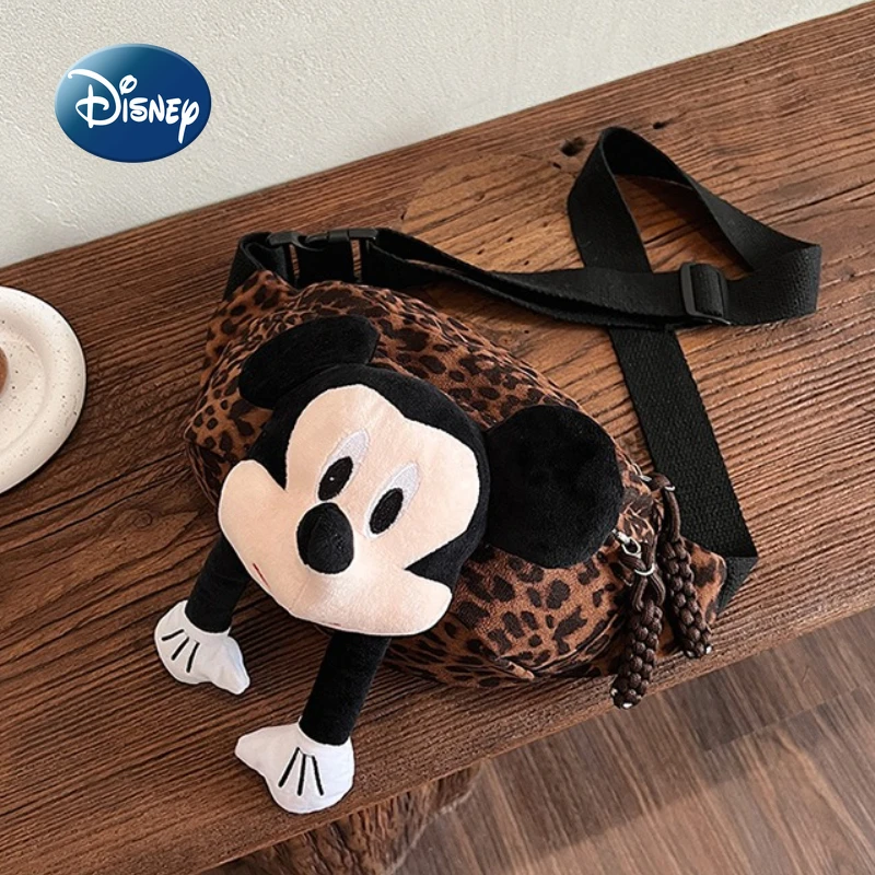 

Disney Mickey New Women's Waist Bag Cartoon Doll Leopard Print Fashion Waist Bag Lightweight Casual Women's Crossbody Bag
