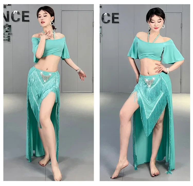 Belly Dance Sexy Costume Set Top and Skirt 2 Pcs Set Dancing Outfit For Adult Women's Stage Costume Worksuit Practice Clothes
