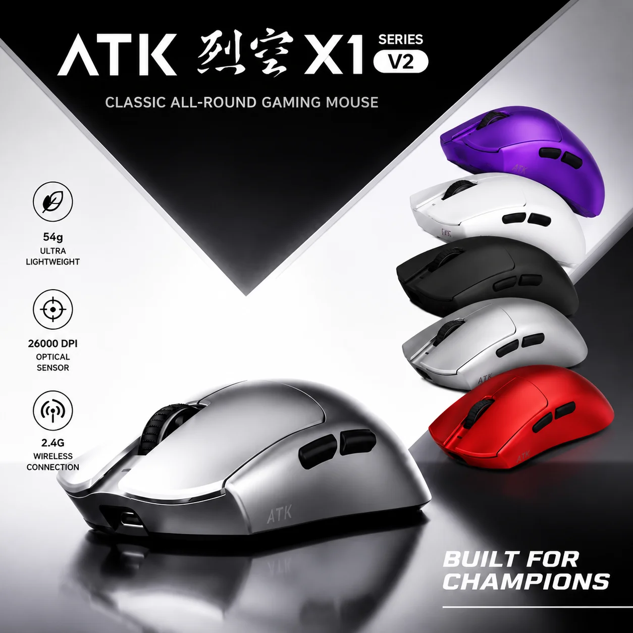 ATK LieKong X1 V2 X1 AIR Ultimate+ Wireless Gaming Mouse Medium Large Hands Ergonomic Mouse for Gaming & Office Perfect Gift