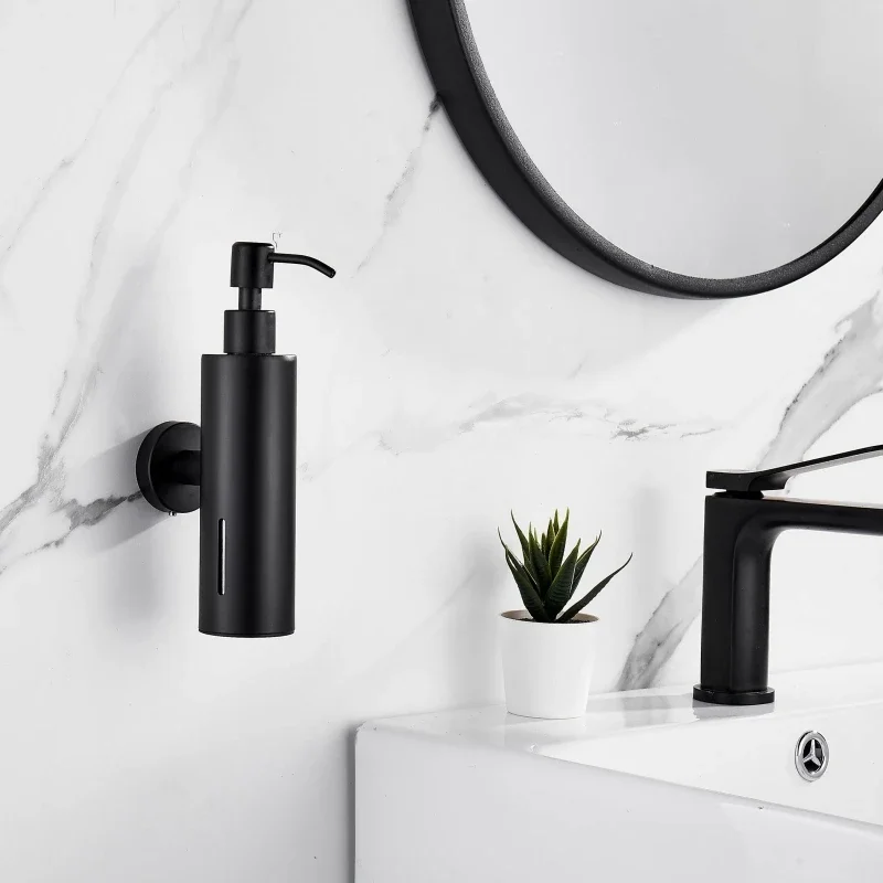 

Liquid Soap Dispensers Stainless Steel Liquid Wash Black Bottle Metal Pump For Sink Hotel Hand Soap Countertop Lotion Dispenser