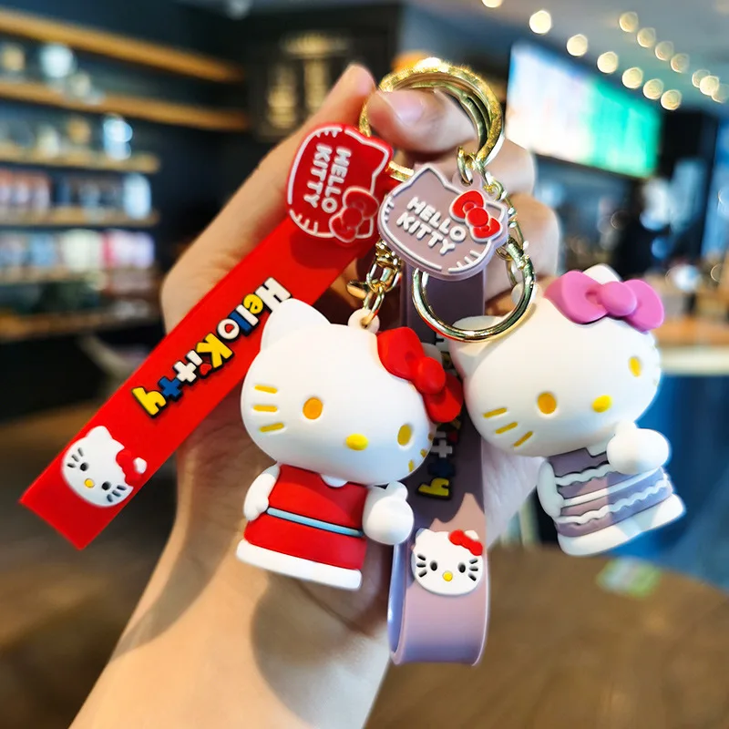 

Sanrio Kt Keychain Hello Kitty Keychain Doll PVC Key Ring Bag Kawaii Cute Personalized Gifts Y2k Fashion Toy Anime Cartoon Frind