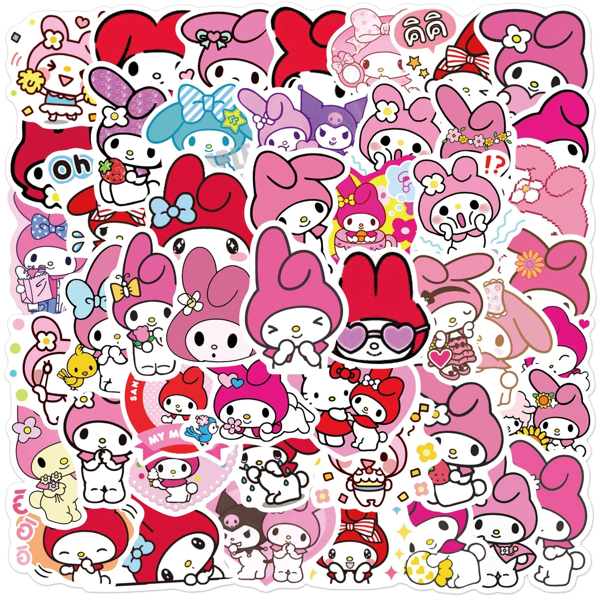 10/50 pz carino My Melody Anime adesivi fai da te Snowboard Laptop bagagli chitarra divertente Graffiti Cartoon Sticker decalcomania giocattolo per bambini regalo