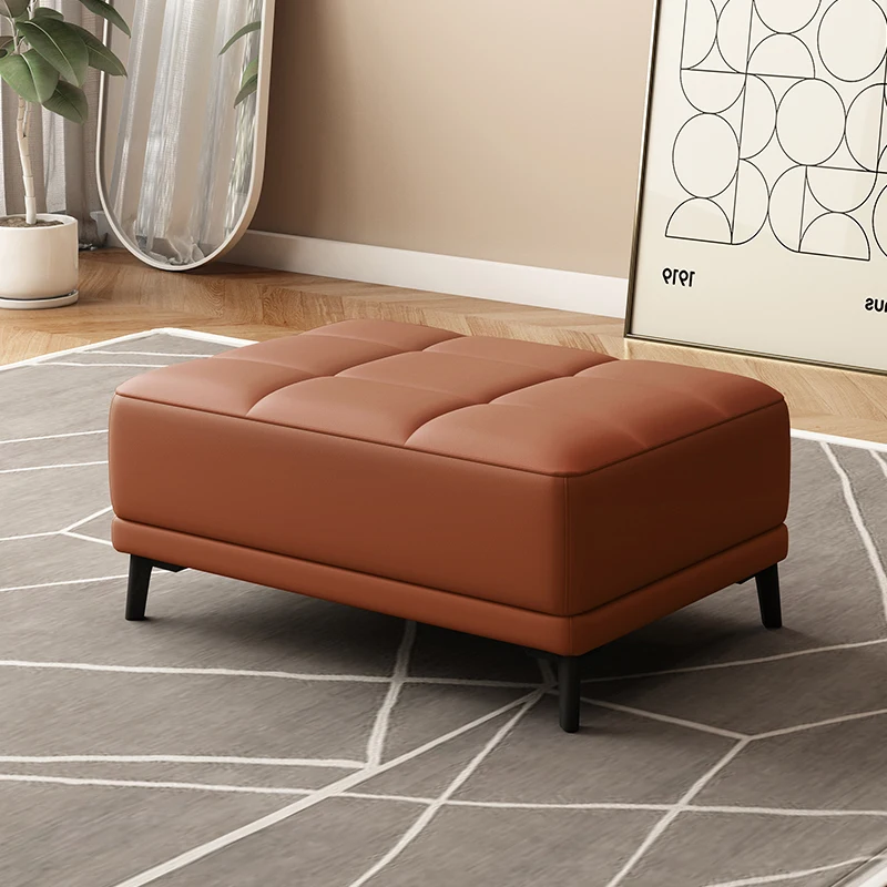 Luxury Leather Living Room Sofa Footrest Nordic Hall Hallway Shoe Changing Stool Soft Stool Balcony Leisure Bedroom Furniture