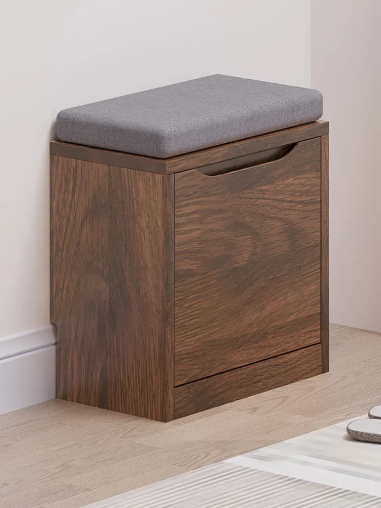 Oak Log 40-60-80cm Walnut Color Storage Shoe Changing Stool