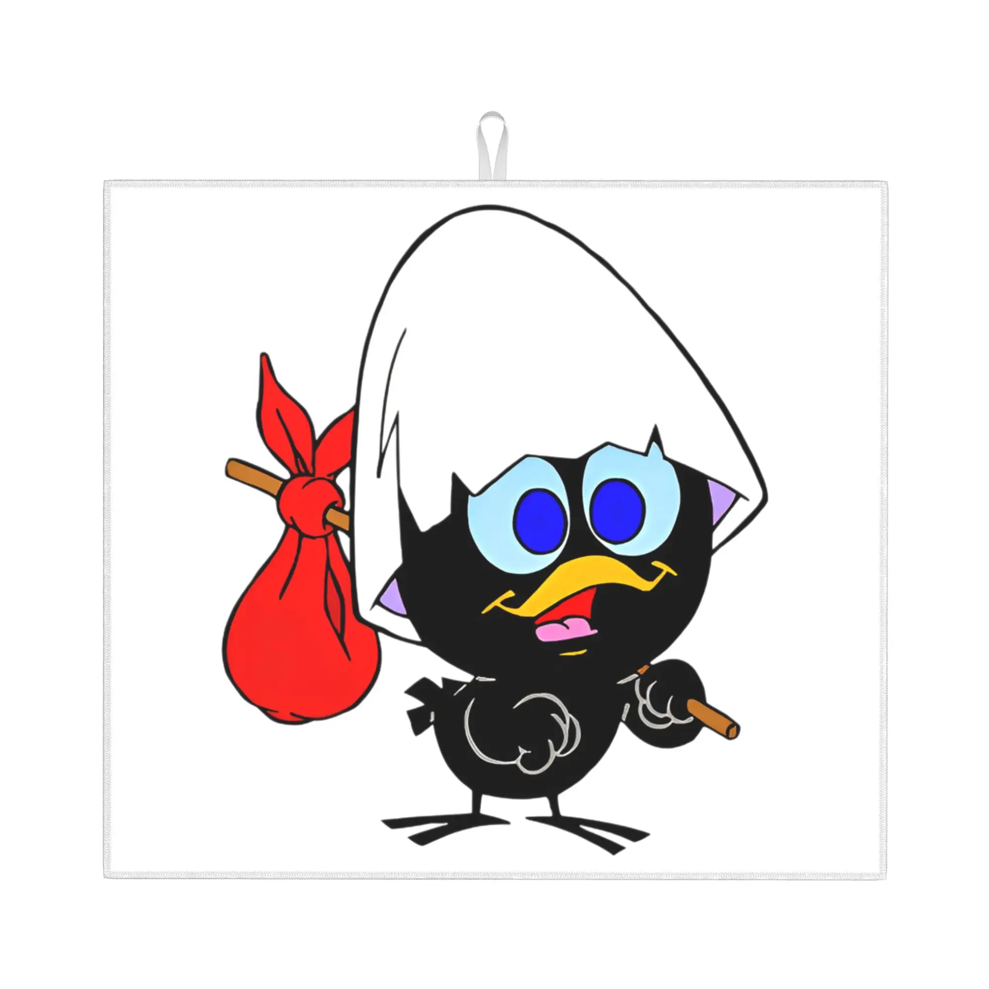 Drying Mat For Kitchen Calimero Black Chicken Cartoon Comic Water Absorbent Waterproof On Slip Kitchen Counter Protector Mat