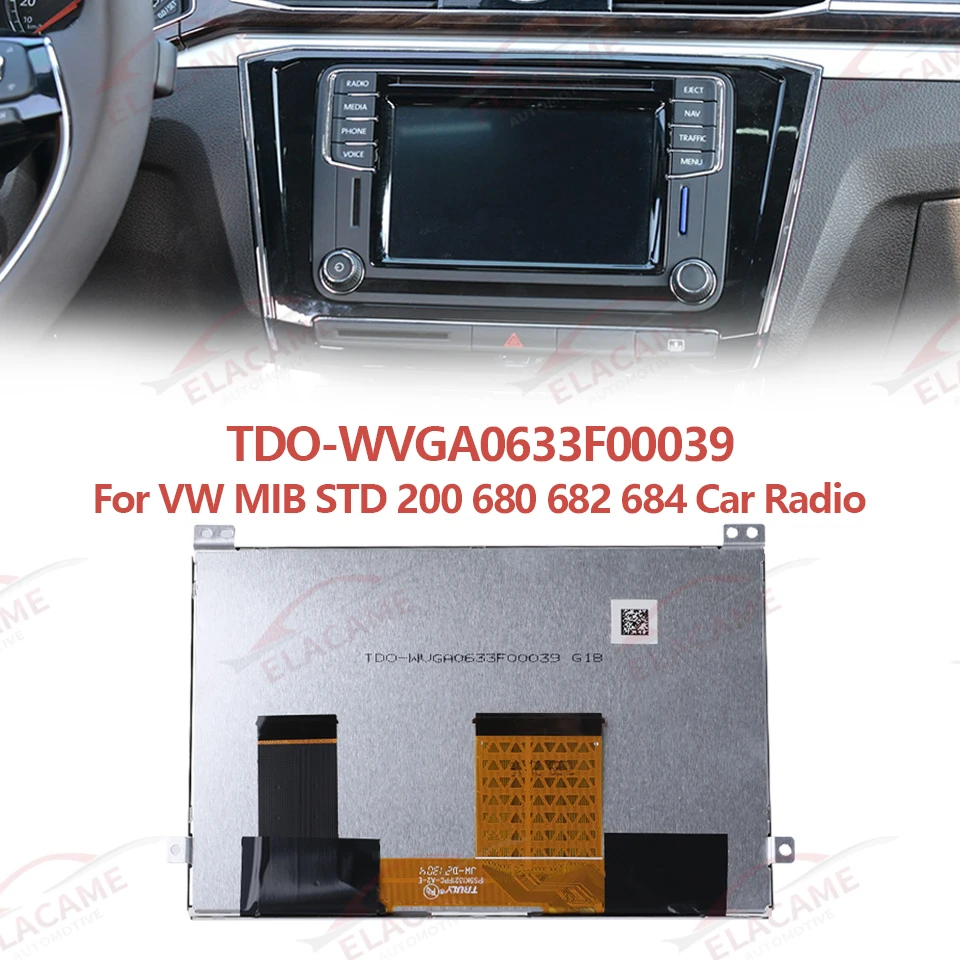 For VW MIB 2 STD 200 680 682 684 TDO-WVGA0633F00039 / 36 OEM 6.5 Inch 40 Pins LCD Display Touch Screen Car Radio Replacement