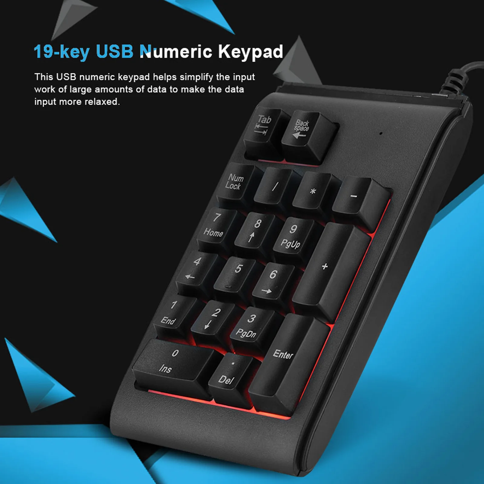 Mini Keypad Numeric Keypad 19-key 3-Color USB Numeric Keypad Mechanical Touch Feeling 10 Million Clicks Number Pad USB Numpad