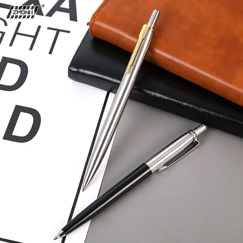 

[H]Luxury qualitymetal Ballpoint Pen stainless steel color Press signature pen ball point pen Stationery Office Supplies new