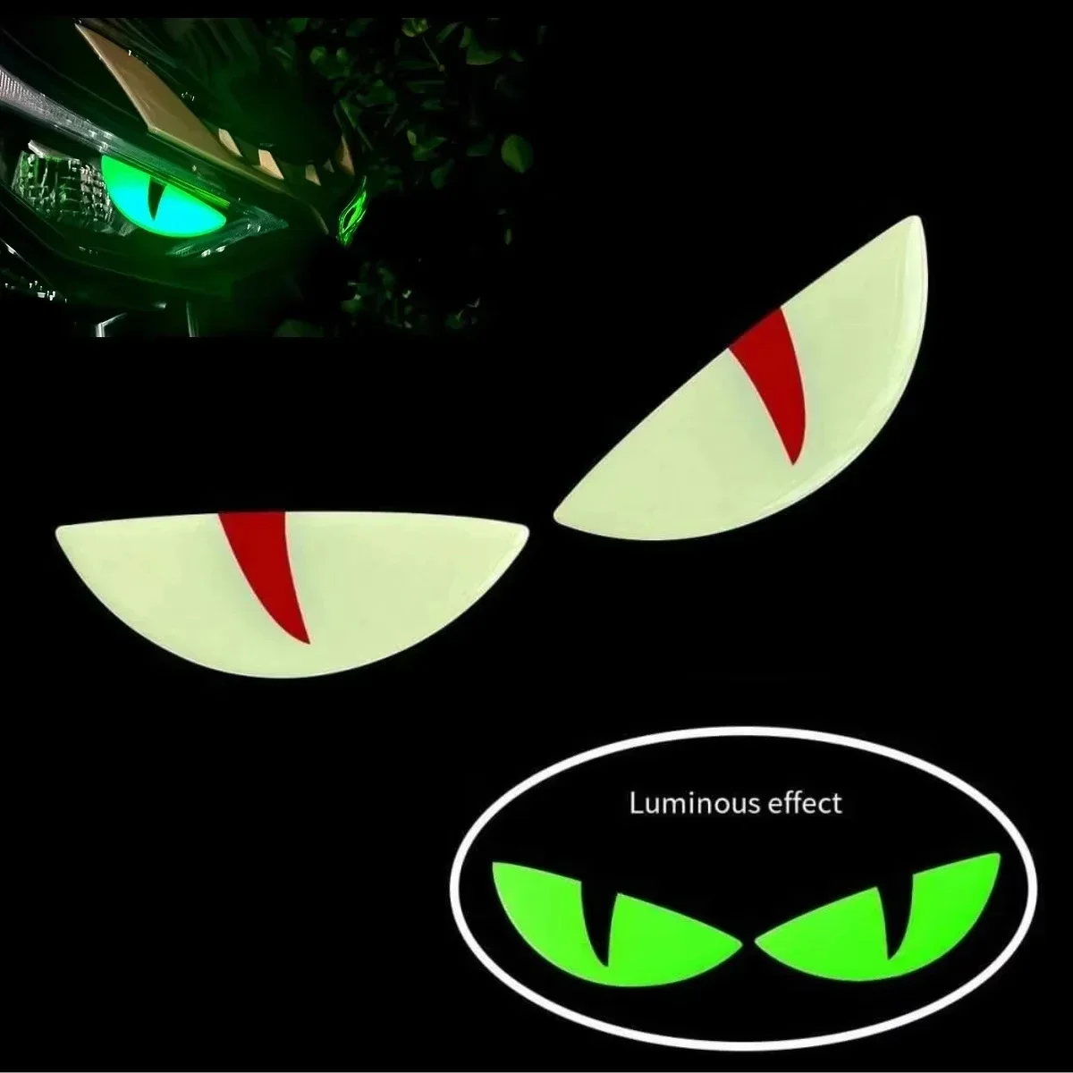 

3D Luminous Vinyl Motorcycle Reflective Sticker Cute Eyes Scooter Windshield Decal Accessories For KTM Honda Yamaha Suzuki Vespa