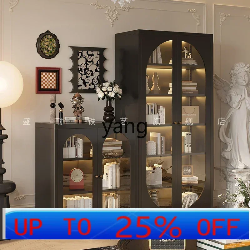 yjq simple modern wrought iron bookcase bookshelf 2 meters high plus bookcase home living room