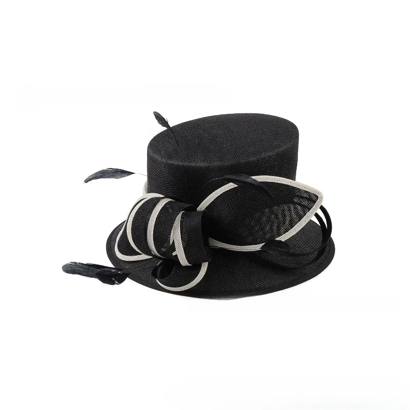 Spring Summer Fashion Linen Material Fisherman Bucket Hat Women Flower Decoration Flat Top Fedora Hat Elegant Quality Sun Hat