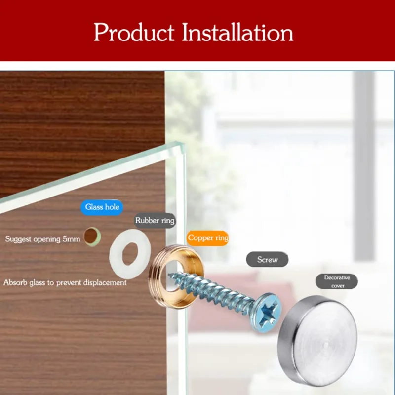 لا يوجد مخزون، خارج المخزون 8 قطع براغي مرآة 16 مم، غطاء مزخرف من الفولاذ المقاوم للصدأ المصقول #4