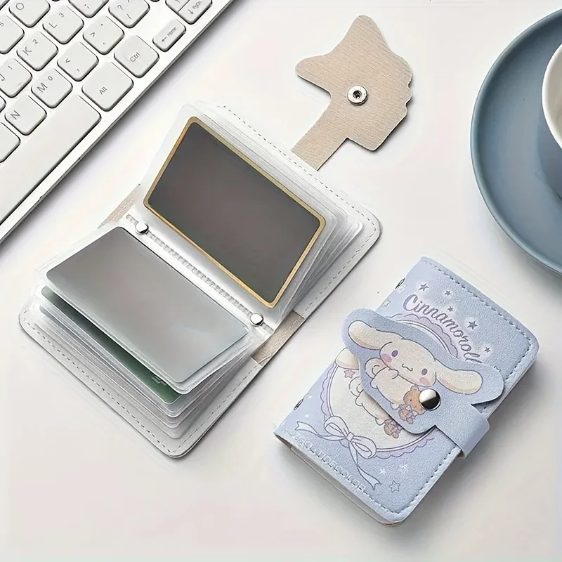 Hellokitty เปลี่ยนกระเป๋า ใหม่ Sanrio กระเป๋าเงิน กระเป๋าสตางค์หนัง Pu Black Cat Cinnamon Roll กระเป๋าใส่เหรียญ Kawaii มีกระดุม