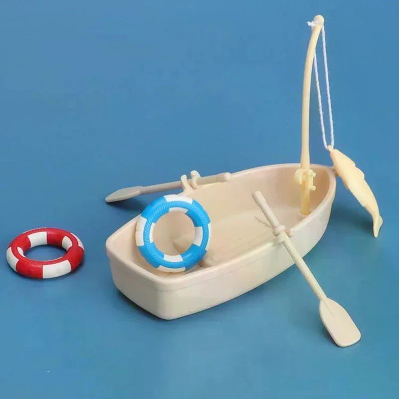 1 Zestaw Prezentów dla Dzieci Nowy Plastikowy Model Łodzi Rybackiej Mini Symulowany Domek dla Lalek Ozdoby Miniaturowy Zestaw Łodzi Rybackiej
