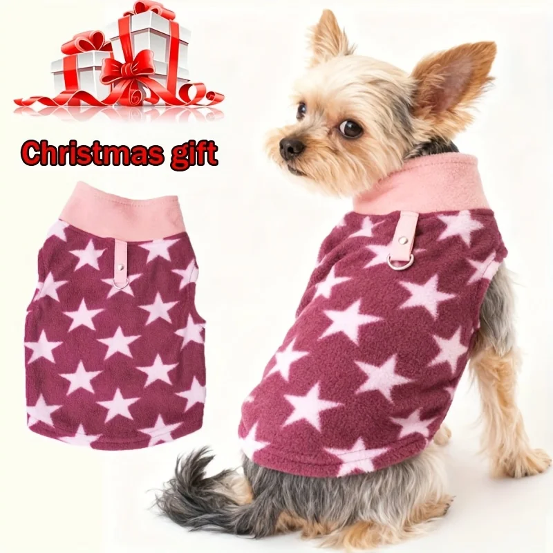 Christmas gift Winter keep warm Fleece Dog Vest with Rope Loop, Windproof Full Body Dog Jumpersuit, Autumn and Winter