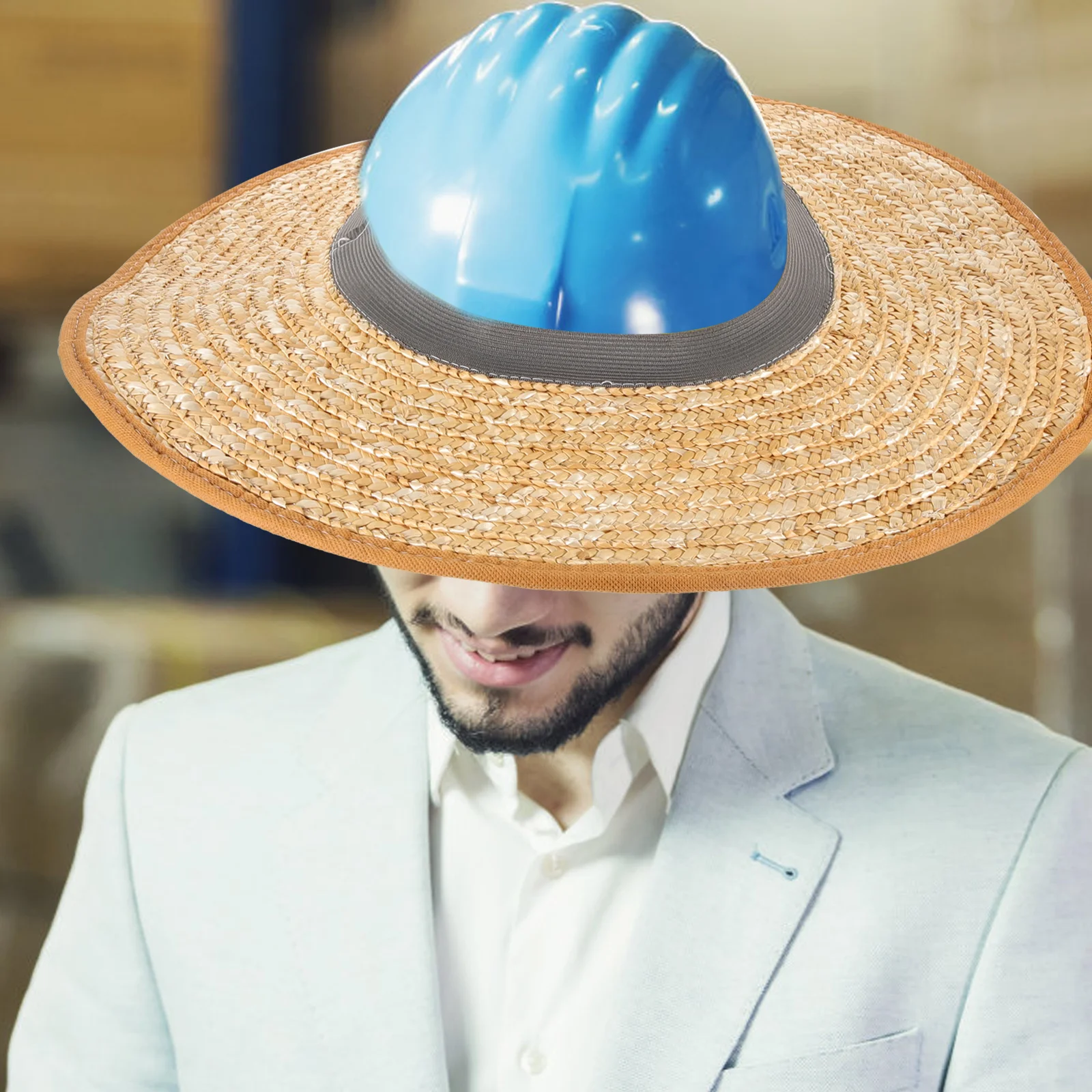 Sombrero duro portátil para hombre, visera de ala completa, sombrilla de paja tejida, accesorios de seguridad