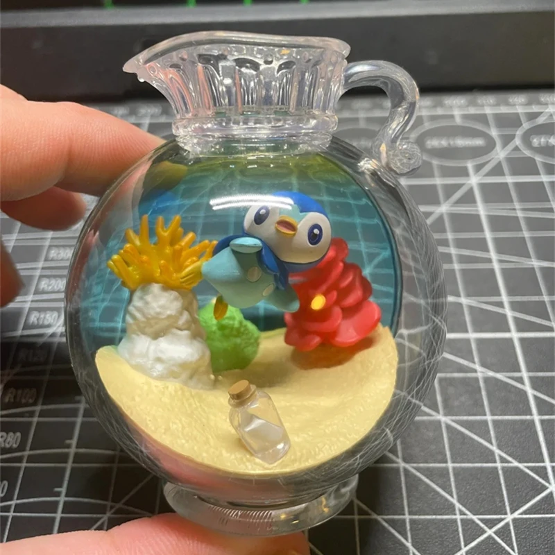 Pokemon model drift bottle series Spheal Horsea Luvdisc figure Kawaii desktop ornament Japanese animation peripheral doll toy