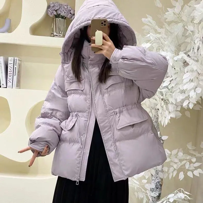 Women's Medium-length Thickened Loose-fit Down Coat Slimming Niche Design Warm Winter Duck Down Jacket