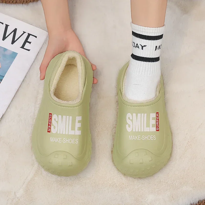 Women's Closed Toe Platform EVA Slippers Winter Fashion Keep Warm Plus Velvet Home Cotton Shoes for Women Indoor Casual Shoes