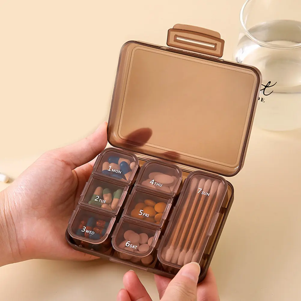 Compact Pill Container with Leak Proof Seal Large Capacity Independent Dividers Portable Medicine Box Travel Organizer Daily Use