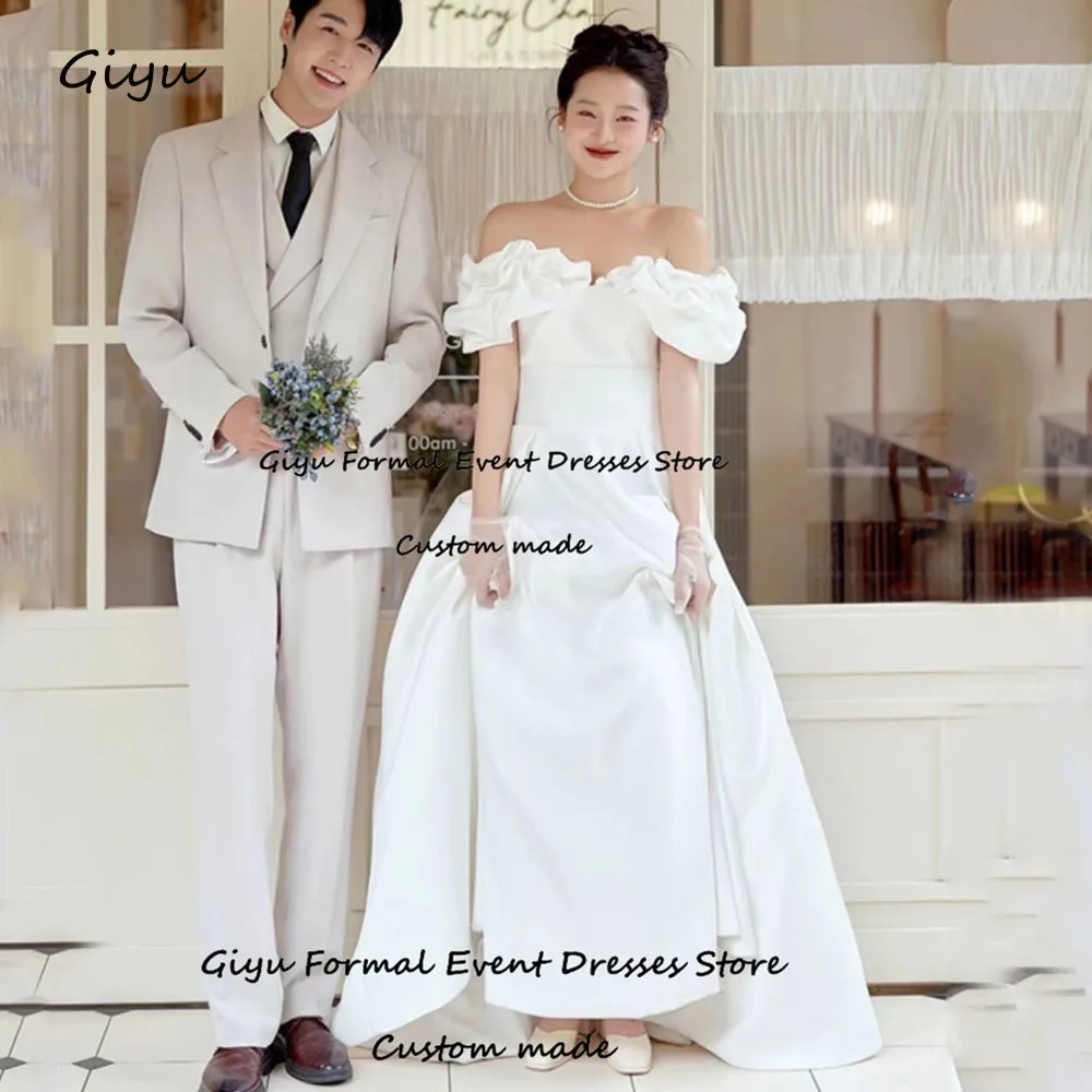 

Giyu Simple A-line Korea Wedding Dress Photo Shoot Sweetheart Collar Floor-Length Vestidos Novias Boda 웨딩드레스 Bridal Gown