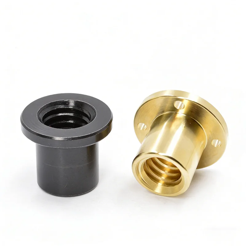 Copper Round Flange Nut T10 T12 T16 T20 T25 T28-T40 45# Steel Flange Nut for Trapezoidal Lead Screw CNC Machine Tool Accessories