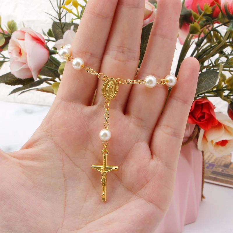 Baptism Mini Rosary Ivory Color Faux Pearls for Cross Bracelet Great for Christe