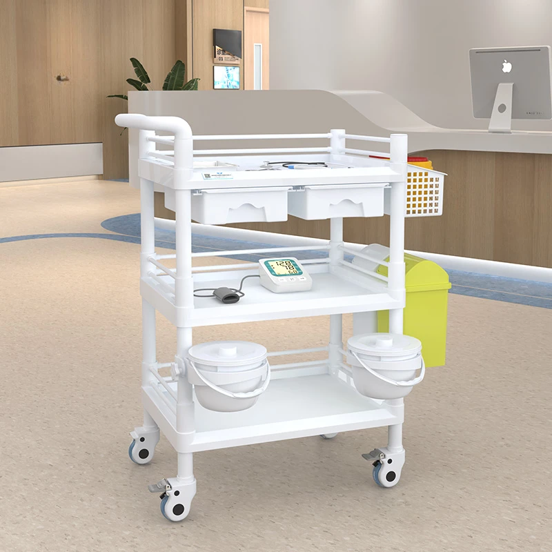 Premium ABS Beauty Salon Furniture Strong Bearing Force Noiseless Trundle Three Layers Plastic Multi-functional Nursing Vehicle