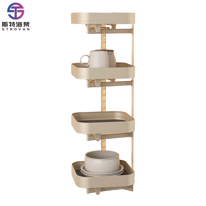 

Aluminum Pantry Organizers Kitchen Storage Multi-Tier Swing-Out Pull Basket for Kitchen Pantry