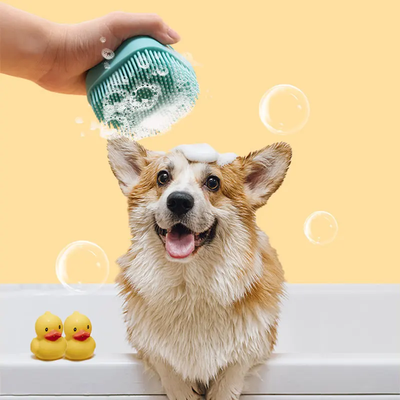 Pet Bath Brush Bathroom Soft Silicone Shampoo Massage Bathing Brush for Dog Cat Hair Fur Grooming Cleaning Grooming Supplies