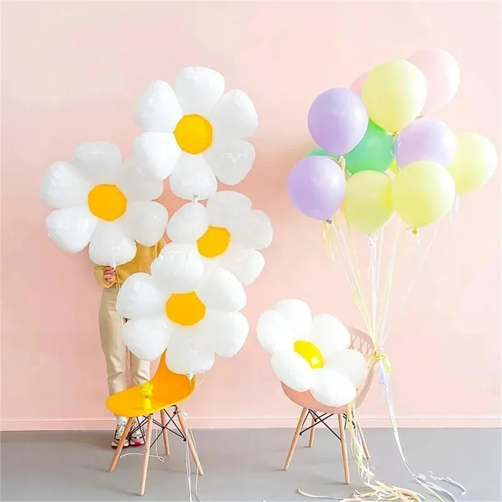 10 szt. Mini białe z balonów foliowych kwiatowe dla dzieci materiały urodzinowe Baby Shower dekoracje ślubne rekwizyty fotograficzne Globos