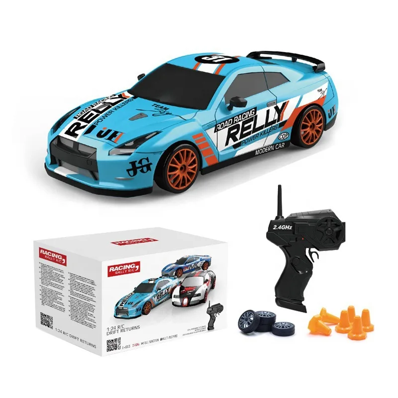 Coche de control remoto con tracción en las cuatro ruedas 1:24RC, coche de deriva, simulación de alta velocidad, 2,4G, coche de carreras recargable, juguete de control remoto, frotar i